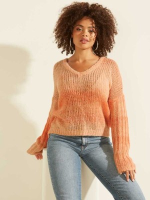 Women's Guess Ariane Sweaters Apricot Multicolor | 5942-XTAFQ
