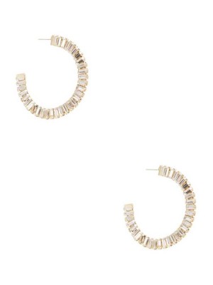 Women's Guess Baguette Hoop Earrings Gold | 9287-UCELY