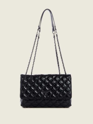 Women's Guess Cessily Quilted Convertible Crossbodies Black | 1765-UIBAL