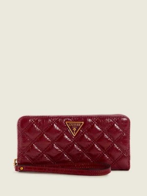 Women's Guess Cessily Quilted Large Zip-Around Wallets Red | 8971-WDIKU