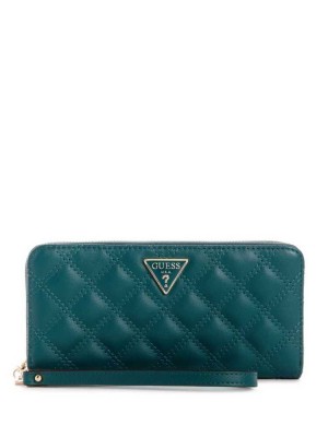 Women's Guess Cessily Quilted Large Zip-Around Wallets Grey Wash | 0437-BMEIP