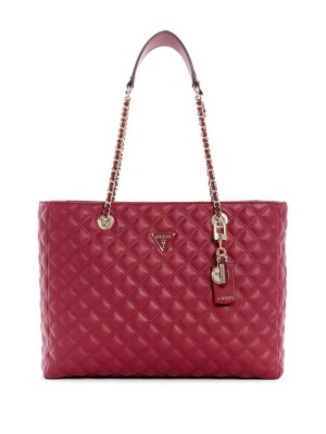Women's Guess Cessily Quilted Totes Brown | 2985-YANBK