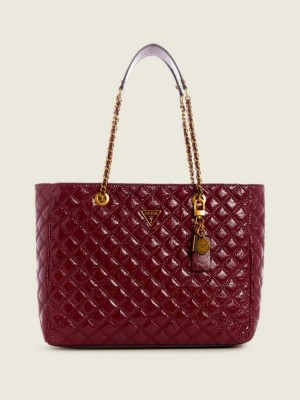 Women's Guess Cessily Quilted Totes Red | 0831-RIAML