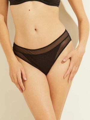 Women's Guess Classic Mesh Panty Underwear Black | 2946-HLFAQ