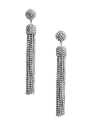 Women's Guess Cubic Zirconia Tassel Earrings Silver | 9310-LDZAO