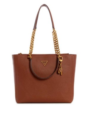 Women's Guess Destiny Society Totes Brown | 9045-WTDRN