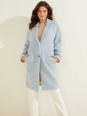 Women's Guess Destiny Wool-Blend Coats Blue Multicolor | 2854-DOUXY