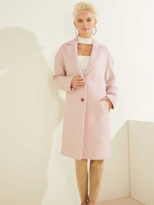 Women's Guess Destiny Wool-Blend Coats Pink | 0342-XEFPU