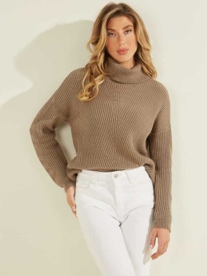 Women's Guess Doni Turtleneck Sweaters Khaki | 6274-YWCIS