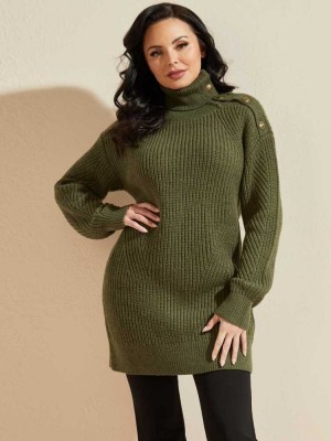 Women's Guess Doris Sweater Top Sweaters Olive | 7209-DNAZR