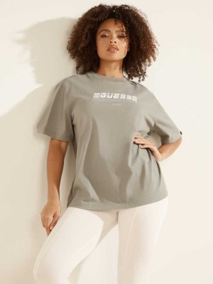 Women's Guess Eco Dalya Logo T-Shirts Grey | 2093-WAIRL