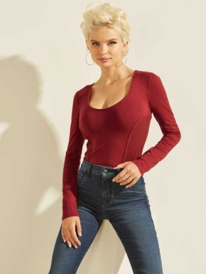 Women's Guess Eco Rommi Top Tops Red | 0346-UVKPN