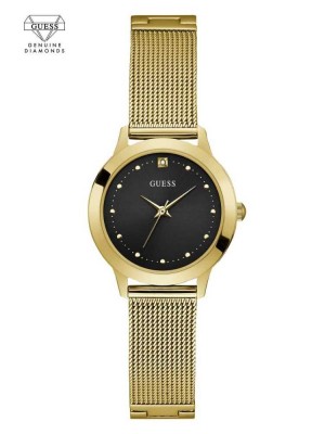 Women's Guess Gold-Tone Diamond Mesh Watches Gold | 1024-BFTOY
