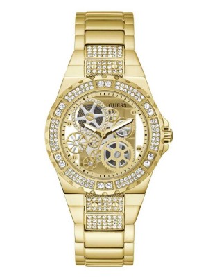 Women's Guess Gold-Tone Exposed Dial Analog Watches Multicolor | 1702-WQTMP