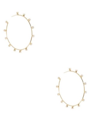 Women's Guess Gold-Tone Rhinestone Hoop Earrings Gold | 0154-XMNRE