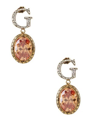 Women's Guess Gold-Tone Topaz Drop Earrings Titanium Gold | 0915-NXWLY