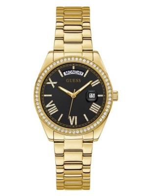 Women's Guess Gold-Tone and Black Analog Watches Multicolor | 8651-INBTL