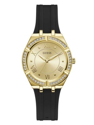 Women's Guess Gold-Tone and Black Analog Watches Black | 4257-CUPSA