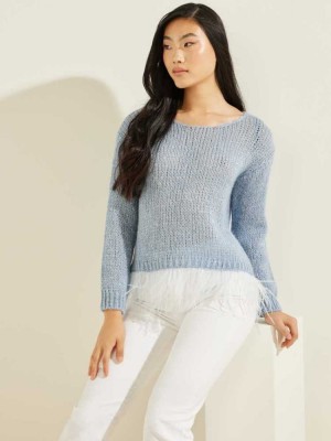 Women's Guess Hannah Sweaters Blue Multicolor | 4508-VHNOE