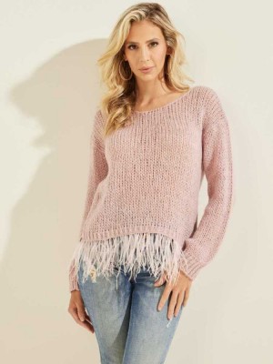 Women's Guess Hannah Sweaters Pink Multicolor | 3760-NOBYM