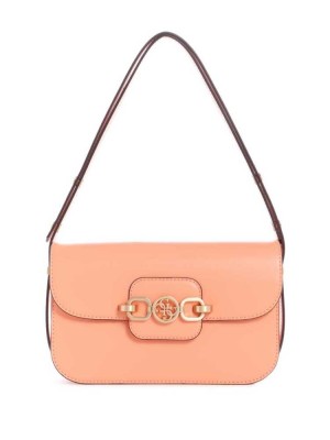 Women's Guess Hensely Convertible Shoulder Bags Coral | 1720-FQLND