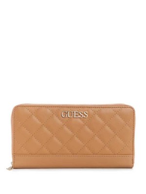 Women's Guess Illy Check Organizer Wallets Beige | 2508-MYSBE