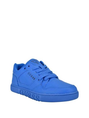 Women's Guess Julien Embossed Low-Top Sneakers Blue | 0156-RLPZO