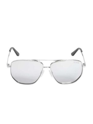 Women's Guess Kelly Aviator Sunglasses Silver | 1092-SBIRU