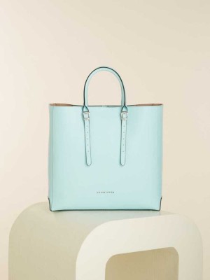 Women's Guess Lady Luxe Leather Totes Light Blue | 4127-RNSIX