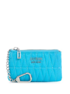 Women's Guess Layla Quilted Zip Pouch Wallets Light Turquoise | 1639-QUHBS