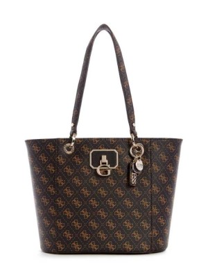 Women's Guess Noelle Small Elite Totes Brown Multicolor | 0397-ZSPTV