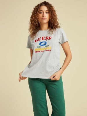 Women's Guess Originals Easy Logo T-Shirts Light Grey | 1750-UNLZA