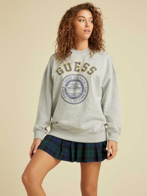 Women's Guess Originals Oversized Pullover Sweatshirt Light Grey | 8942-QWCDI