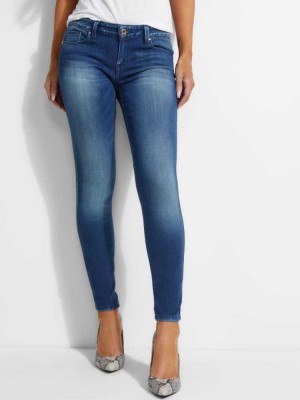 Women's Guess Power Skinny Jeans Indigo Wash | 3095-TLAVS
