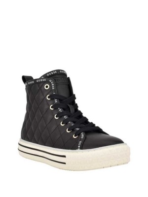 Women's Guess Quilted High-Top Sneakers Black Multicolor | 6571-NIYMV