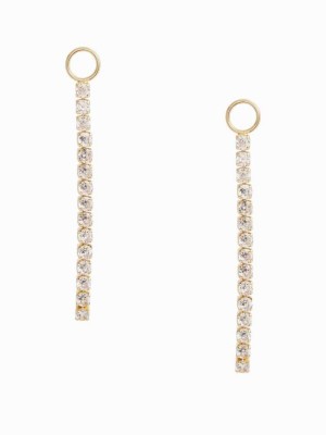 Women's Guess Rhinestone Linear Earrings Gold | 8723-CUAPK