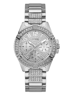 Women's Guess Rhinestone Silver-Tone Multifunction Watches Silver | 6427-HYSJN