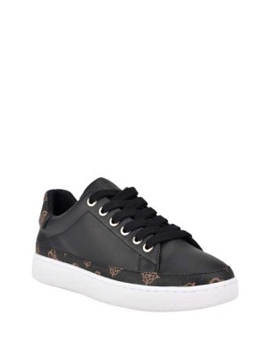 Women's Guess Rinzed Logo Trim Low-Top Sneakers Black Multicolor | 3856-EITNG