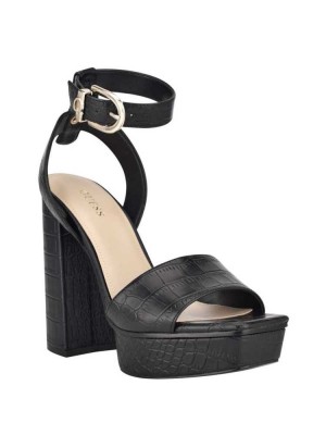 Women's Guess Rippa Croc Platform Platform Sandals Black | 5916-IFJAT