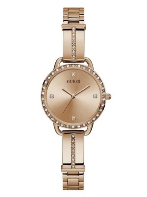 Women's Guess Rose Gold-Tone Crystal Analog Watches Multicolor | 8792-PISZK