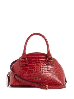 Women's Guess Shilah Small Dome Crossbodies Red | 8724-SGXIA