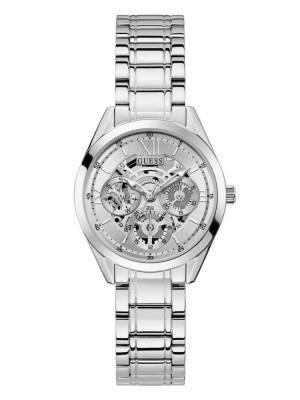 Women's Guess Silver-Tone Multifunction Watches Multicolor | 8120-JHMVA