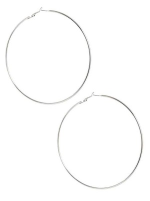 Women's Guess Silver-Tone Oversized Hoop Earrings Silver | 8076-XHAJC