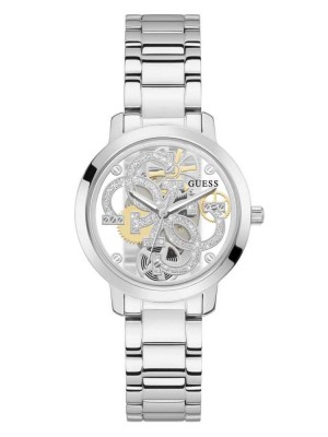 Women's Guess Silver-Tone Quattro G Clear Analog Watches Multicolor | 1542-GTKJC
