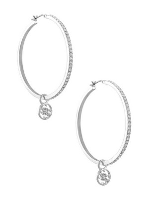 Women's Guess Silver-Tone Quattro G Hoop Earrings Silver | 1598-XUNDI
