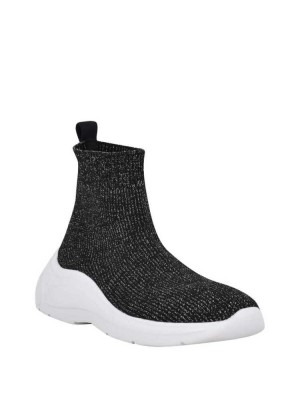 Women's Guess Sindera Shimmer Sock Sneakers Silver | 1234-WRQZN