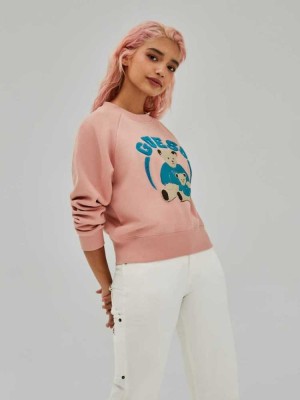 Women's Guess Spence Sweatshirt Pink | 7132-ENCJX