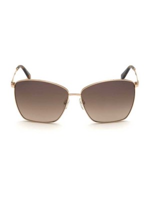 Women's Guess Square Metal Sunglasses Gold | 0359-MDVOJ