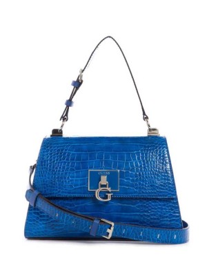 Women's Guess Stephi Top-Handle Flap Crossbodies Blue | 2907-AMSPU