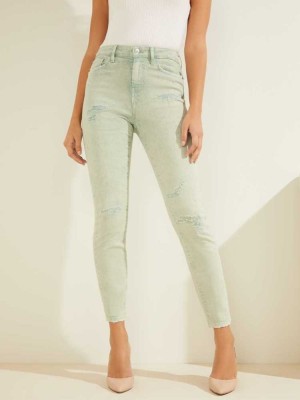 Women's Guess Super-High Rise Ultimate Skinny Jeans Green | 6019-INFQJ